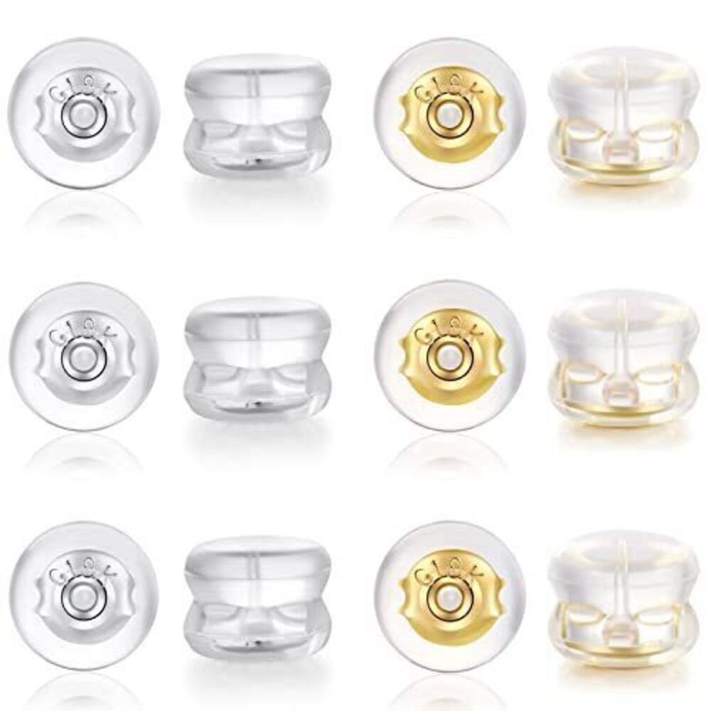 8302 12PCS 18K Earring Backs for Studs, Silicone Earring Backs Replacements